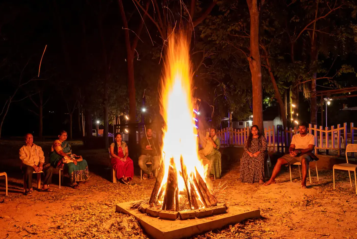 Evening campfire gathering, part of our event experiences